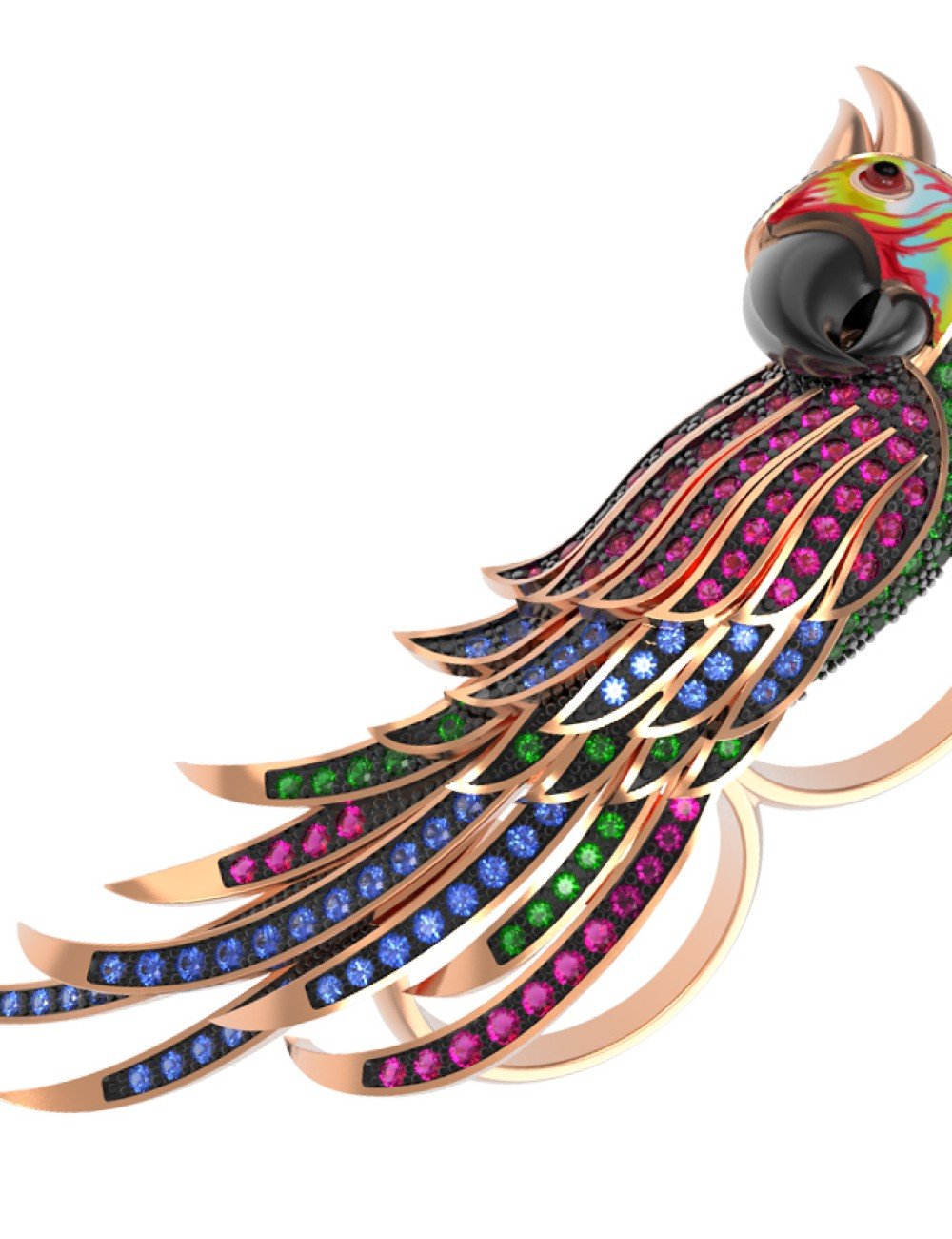 Кольцо из золота c эмалью и фианитом