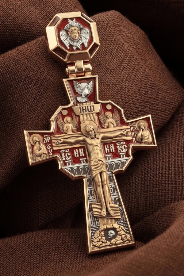 Крест из золота c эмалью