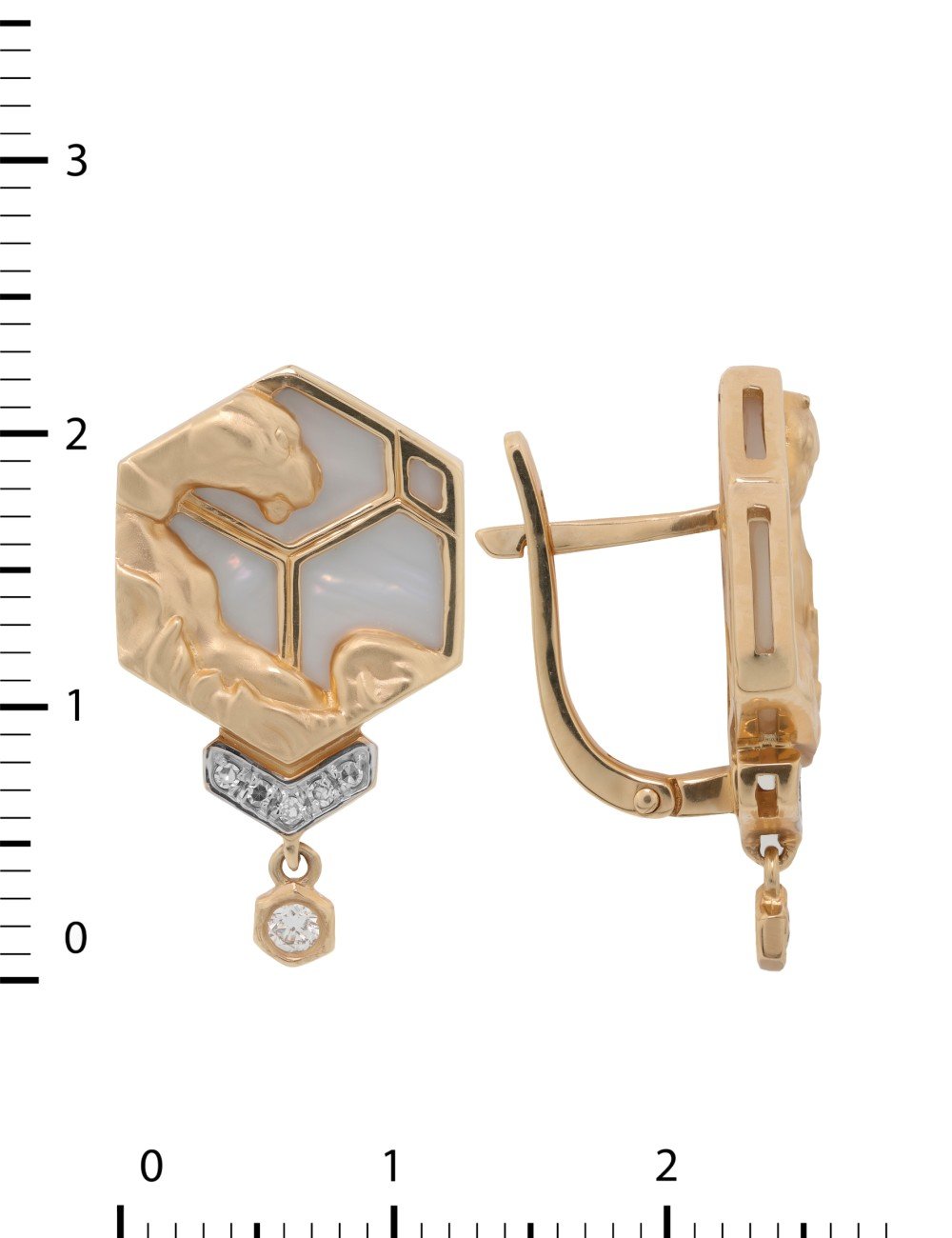 Серьги из золота c бриллиантами и перламутром