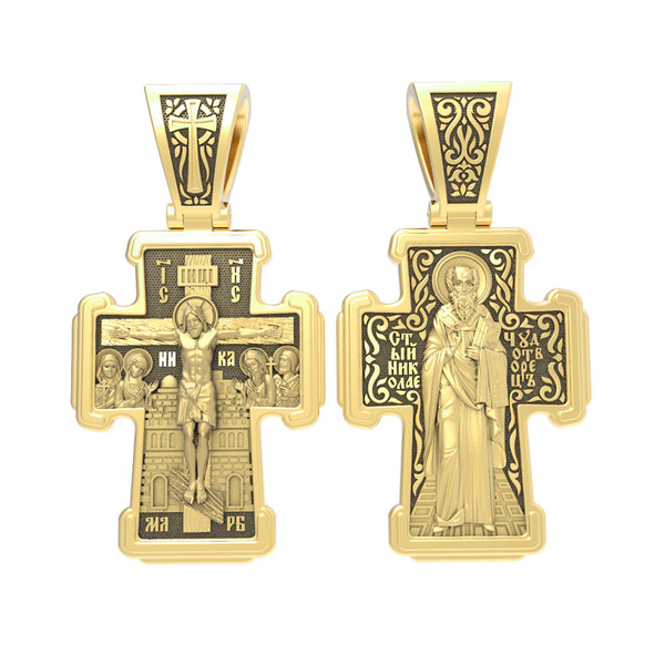 Крест из лимонного золота 585 пробы