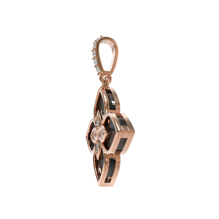 Подвеска из красного золота 585 пробы c бриллиантами и ониксом