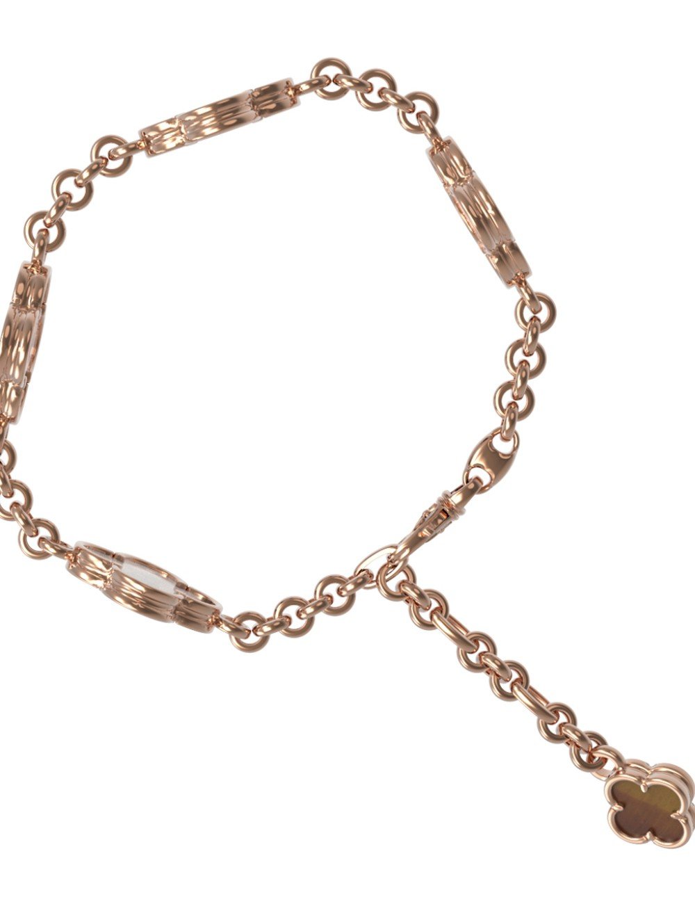 Браслет из золота c тигровым глазом и перламутром