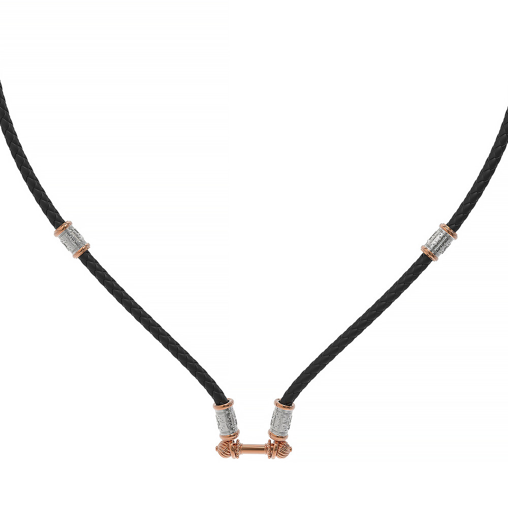 Цепь-шнурок кожа из красного золота 585 пробы c кожаным шнурком