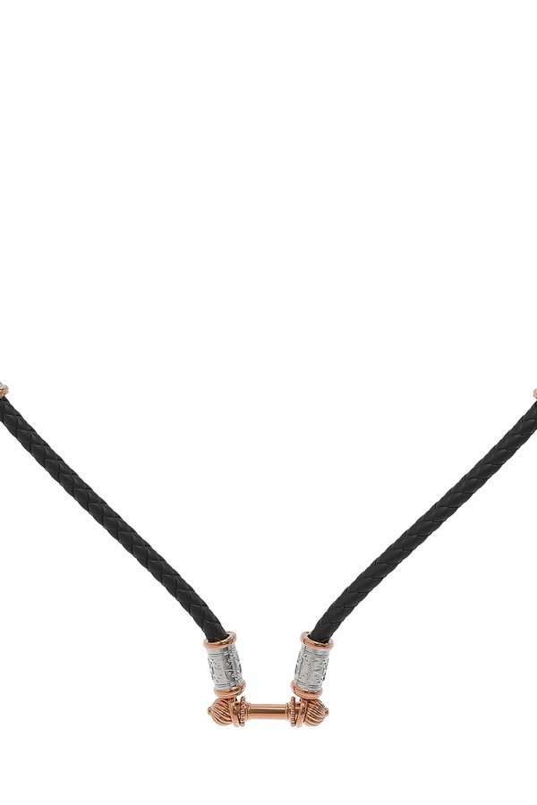 Гайтан из золота c кожаным шнурком