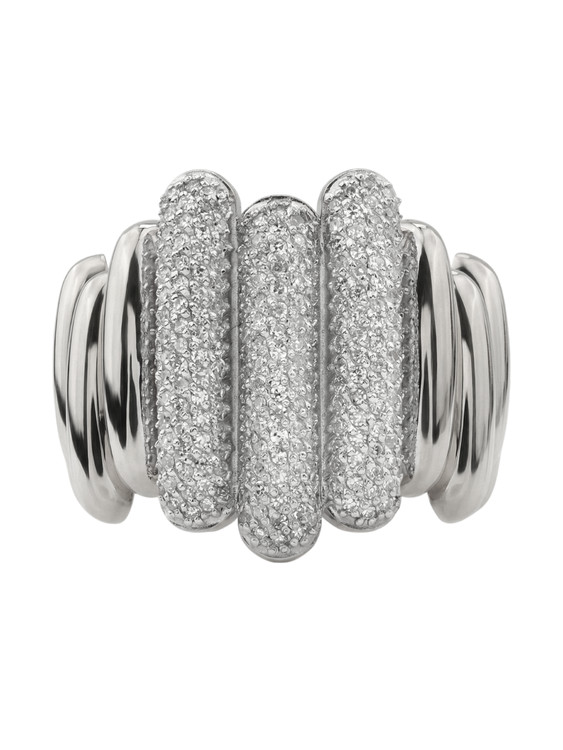 Кольцо из белого золота 585 пробы c бриллиантами