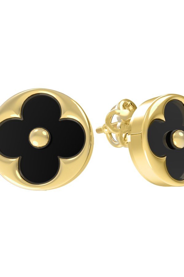 Серьги из лимонного золота c ониксом