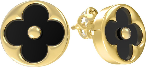 Серьги из лимонного золота 585 пробы c ониксом