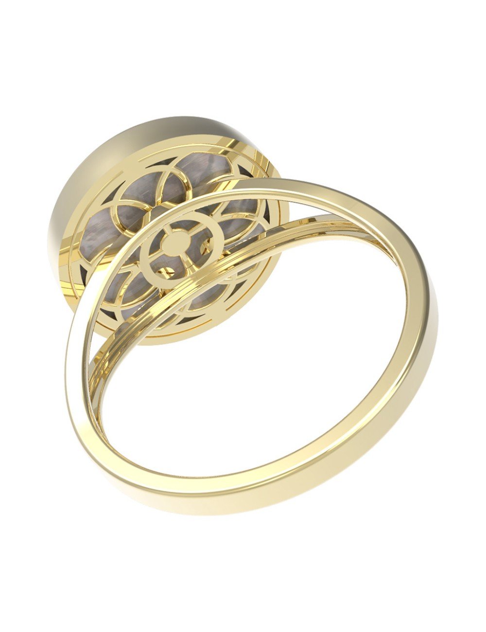 Кольцо из лимонного золота c бриллиантами и перламутром