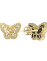 Серьги из лимонного золота c ониксом и перламутром