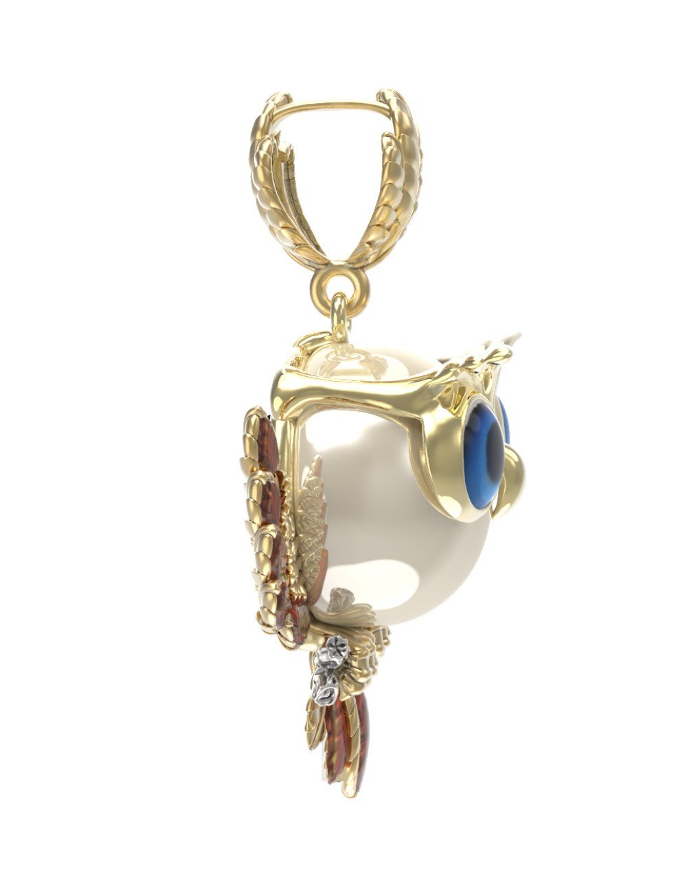 Подвеска из лимонного золота c эмалью и жемчугом