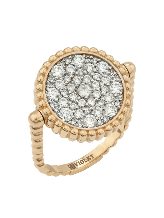 Кольцо из лимонного золота 585 пробы c бриллиантами