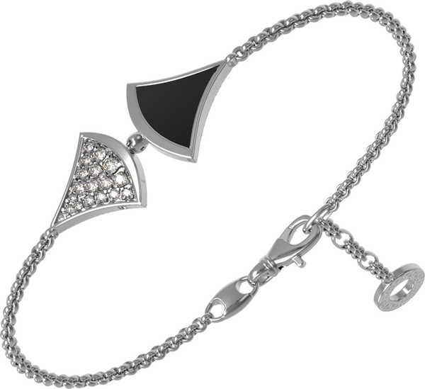 Браслет из белого золота 585 пробы c бриллиантами и ониксом