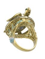 Кольцо из лимонного золота c эмалью и бивнем мамонта