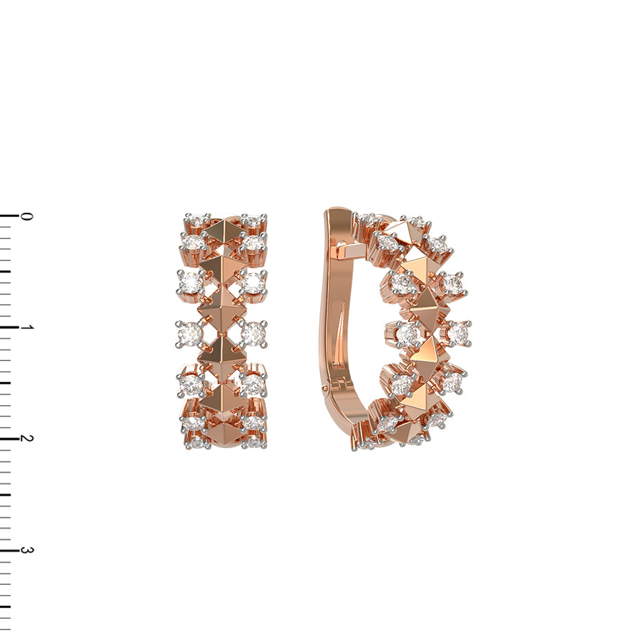 Серьги из красного золота 585 пробы c бриллиантами