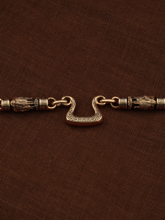 Цепь из красного золота 585 пробы c эмалью и эбеновым деревом