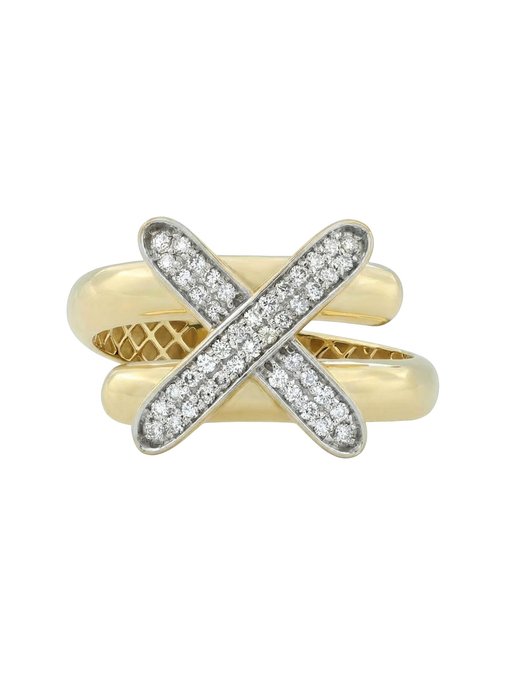 Кольцо из лимонного золота 585 пробы c бриллиантами