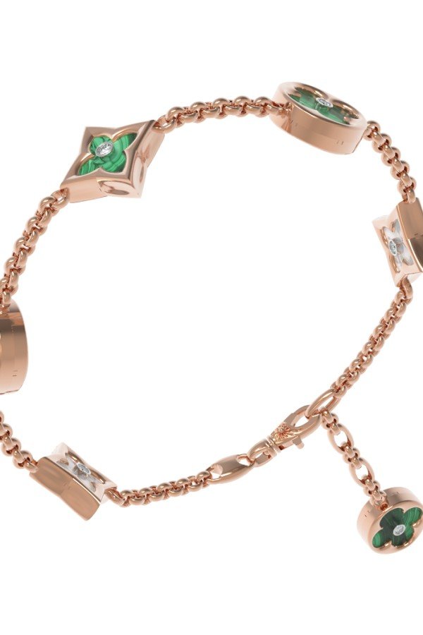 Браслет из золота c бриллиантами, малахитом и перламутром