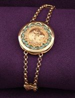 Браслет из лимонного золота c бирюзой и лазуритом