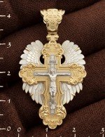 Крест из лимонного золота c перламутром