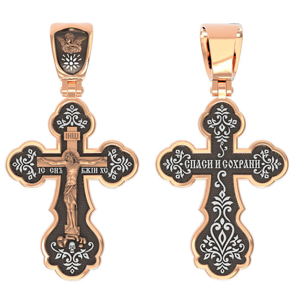 Крест из красного золота 585 пробы