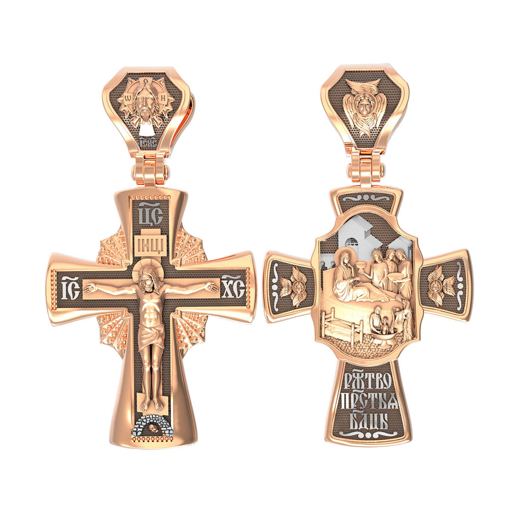 Крест из красного золота 585 пробы