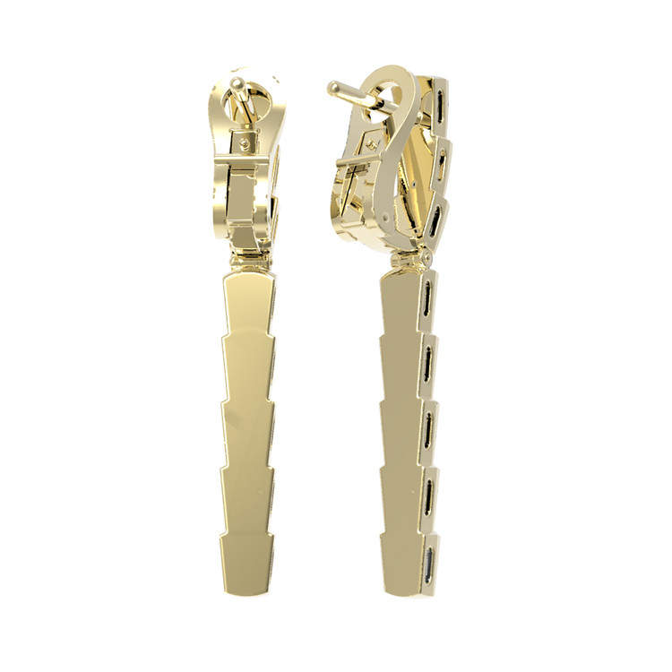 Серьги из лимонного золота 585 пробы c бриллиантами и ониксом