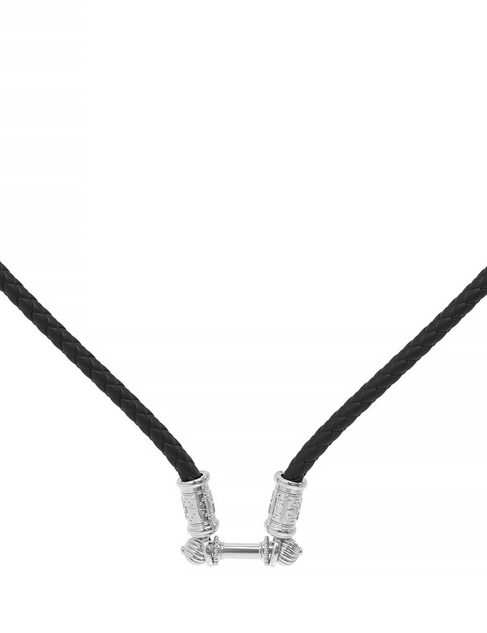 Гайтан из белого золота c кожаным шнурком