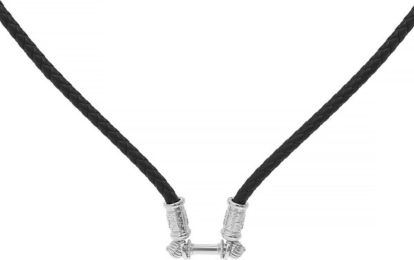 Цепь-шнурок кожа из белого золота 585 пробы c кожаным шнурком