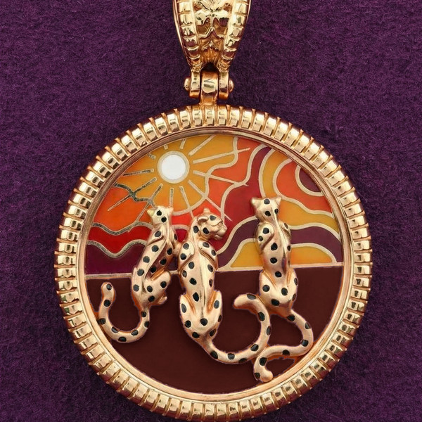 Подвеска из красного золота 585 пробы c эмалью