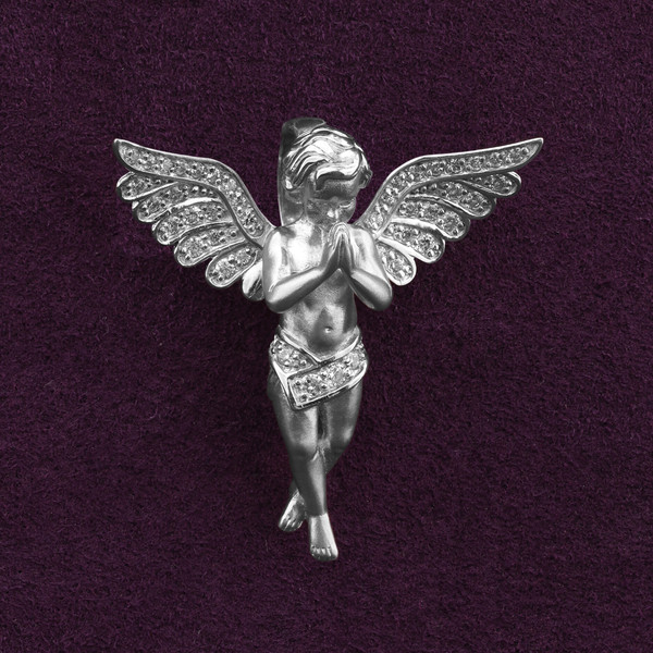 Подвеска из белого золота 585 пробы c фианитом