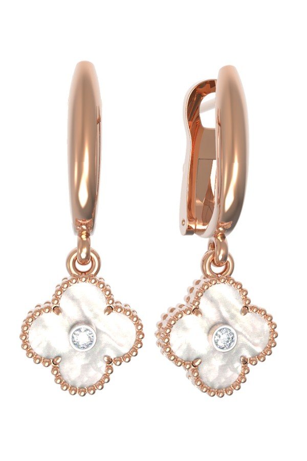 Серьги из золота c бриллиантами и перламутром