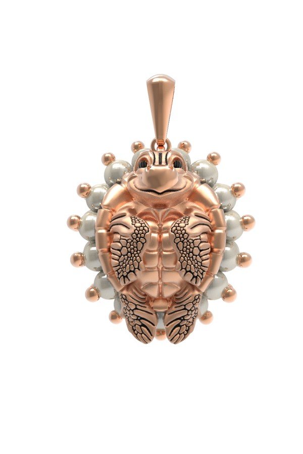 Подвеска из золота c эмалью и жемчугом