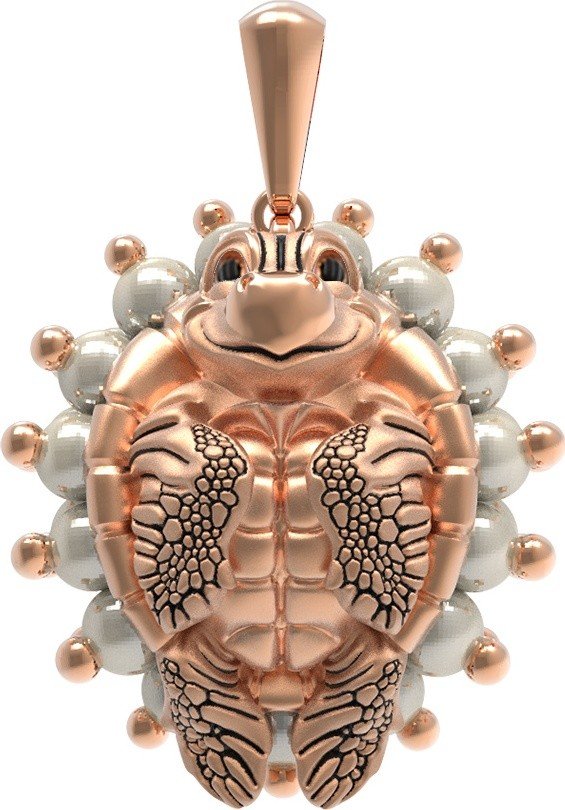 Подвеска из золота c эмалью и жемчугом