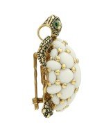 Брошь из лимонного золота c эмалью и бивнем мамонта
