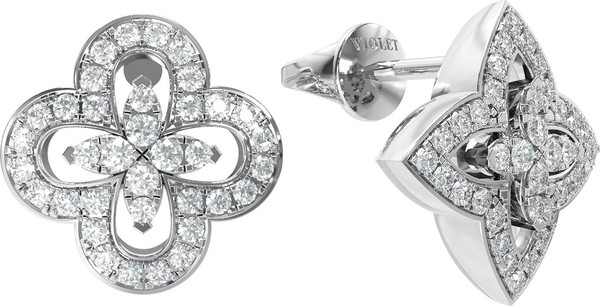 Серьги из белого золота 585 пробы c бриллиантами