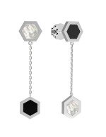 Серьги из белого золота c ониксом и перламутром