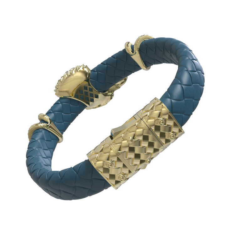 Браслет из лимонного золота 585 пробы c бриллиантами и кожаным шнурком