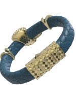 Браслет из лимонного золота c бриллиантами и кожаным шнурком