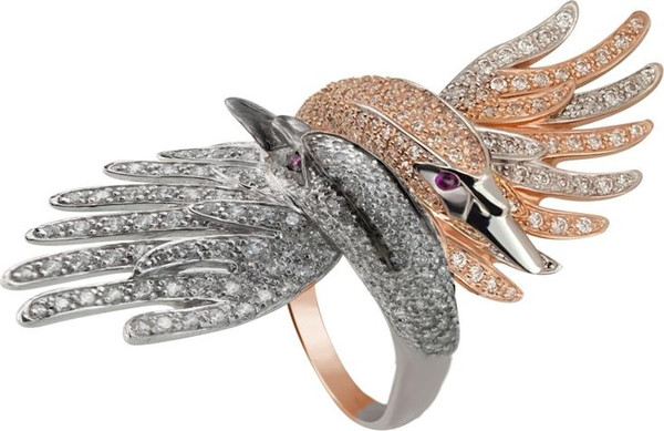 Кольцо из красного золота 585 пробы c фианитом