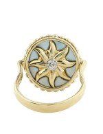 Кольцо из лимонного золота c бриллиантами, лазуритом и перламутром