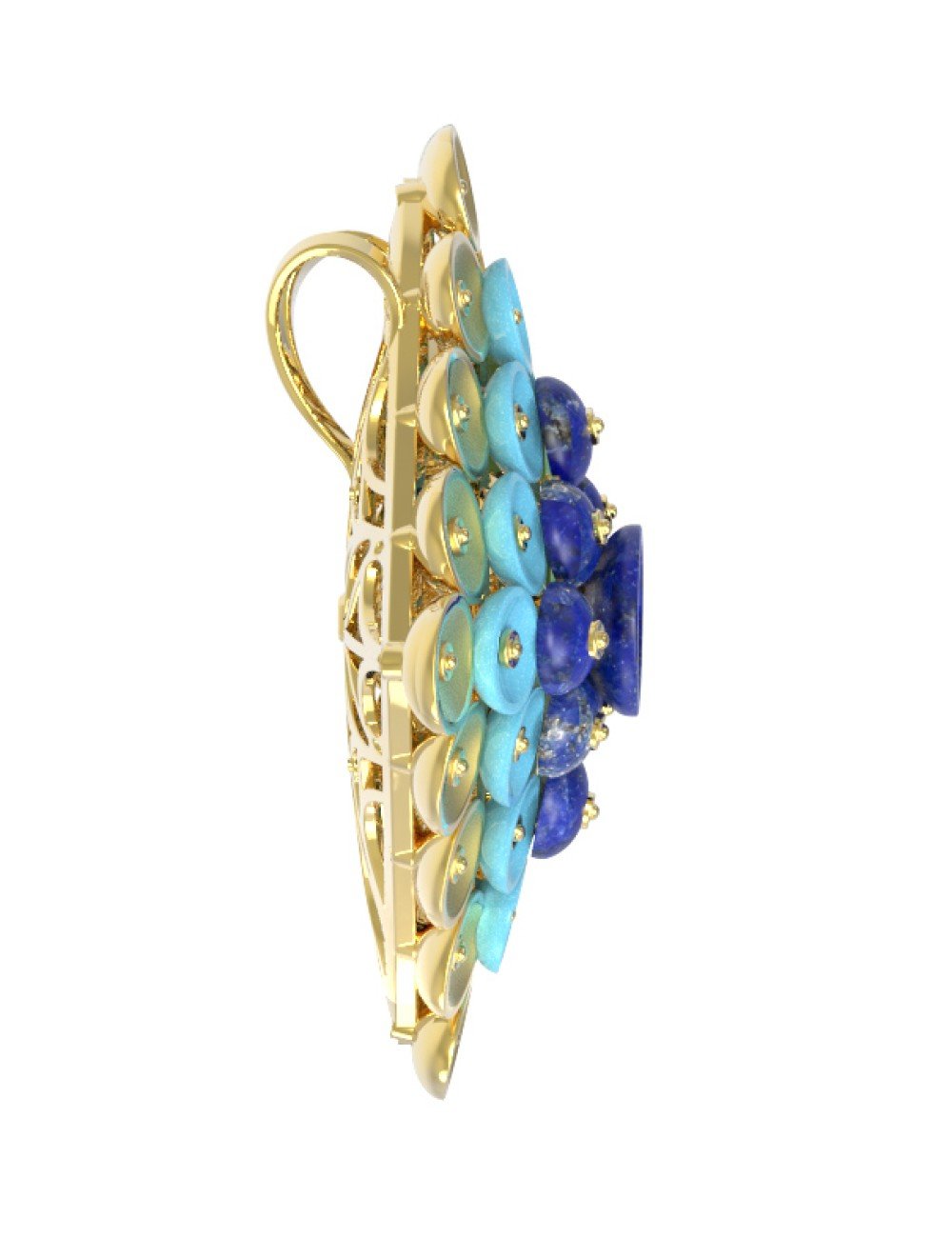 Подвеска из лимонного золота c бирюзой и лазуритом