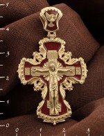 Крест из лимонного золота c эмалью