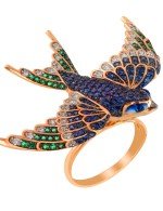 Кольцо из золота c эмалью и фианитом