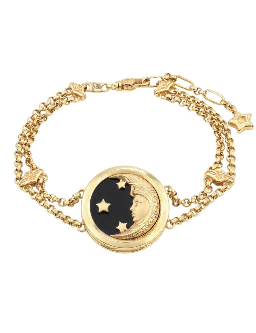 Браслет из лимонного золота c ониксом и перламутром