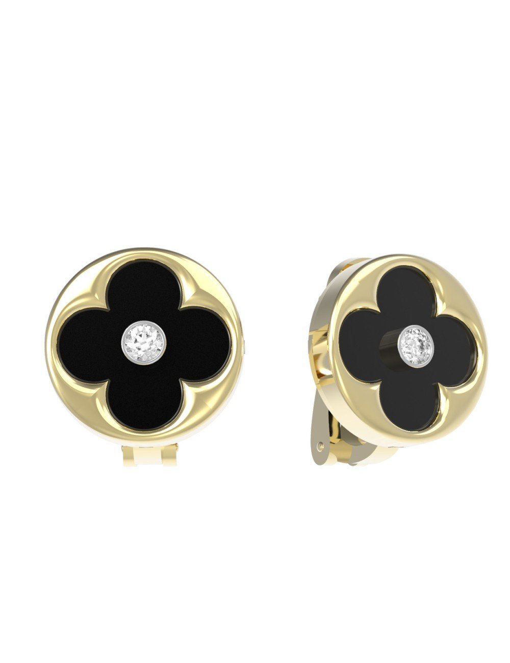 Серьги из лимонного золота c бриллиантами и ониксом