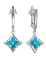 Серьги из белого золота c бирюзой