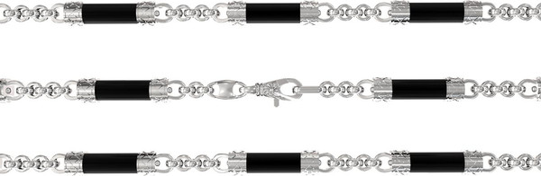 Цепь из белого золота 585 пробы c ониксом