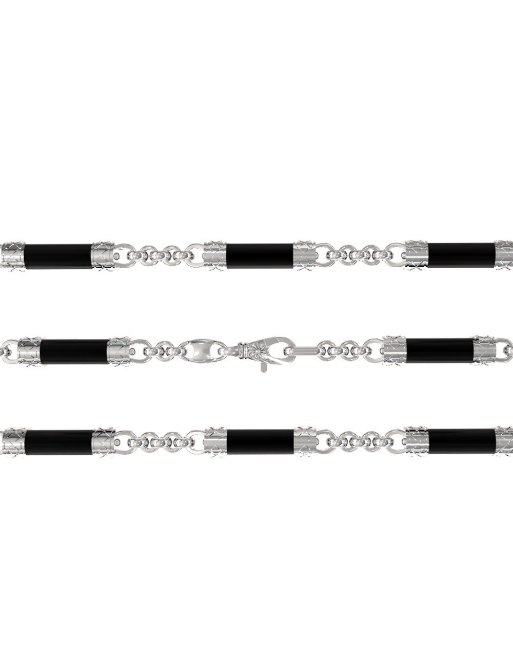 Цепь из белого золота c ониксом