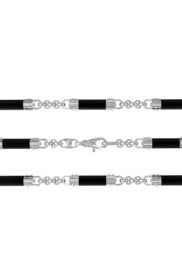 Цепь из белого золота c ониксом