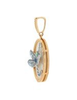 Подвеска из золота c сапфиром, эмалью и перламутром